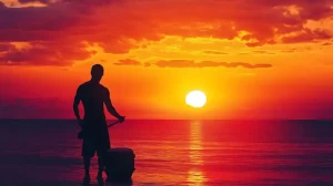 voyageur plage soleil coucher soleil destinations monde