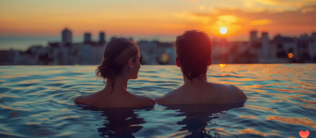 piscine hôtel adults only calme couple sunset
