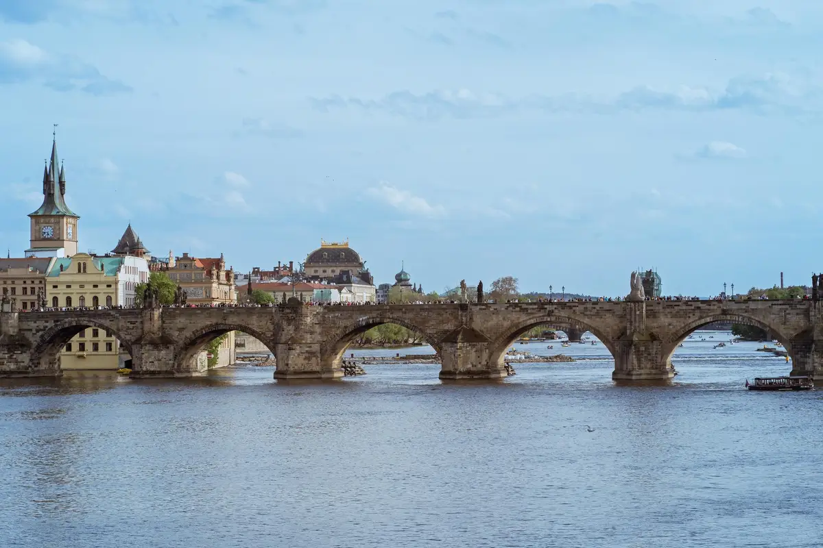 Prague Charles Bridge Vltava River historic center