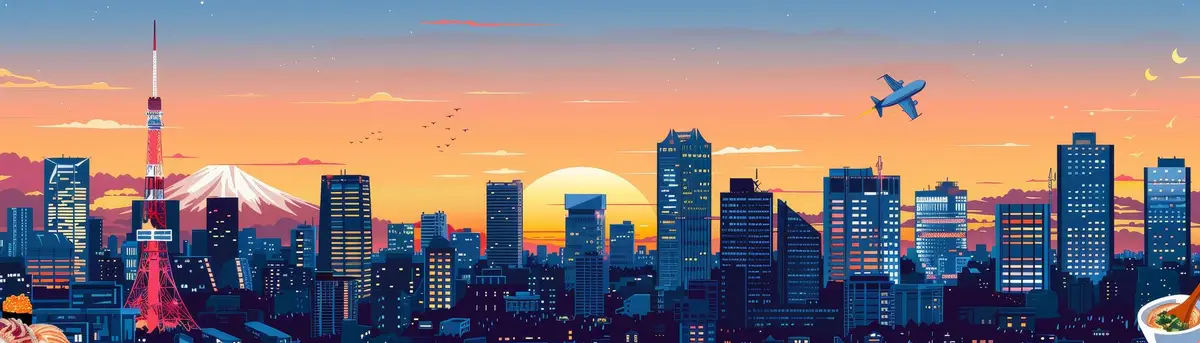 airplane tokyo skyline